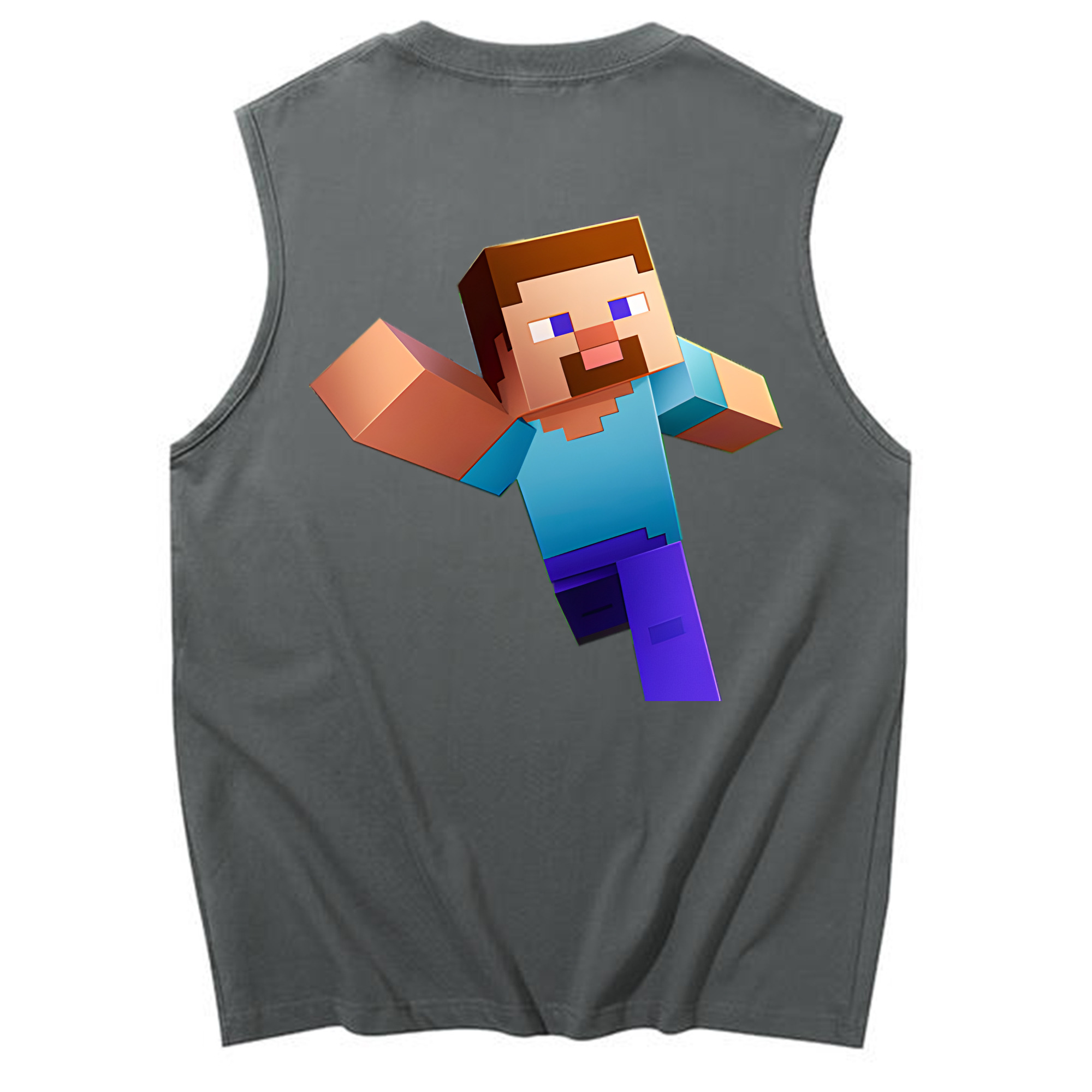 （画像用） マインクラフト ブロックの世界 Minecraft MC Block world コットン100％タンクトップ（背面プリント）